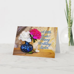 Carte Soeur, joyeux anniversaire avec les roses peints