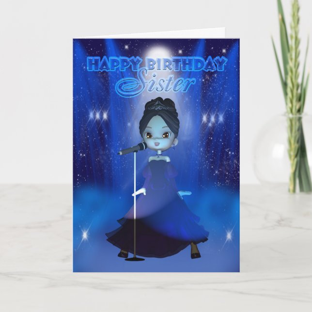 Carte Soeur Joyeux Anniversaire chantant Deva Cute Card (Devant)