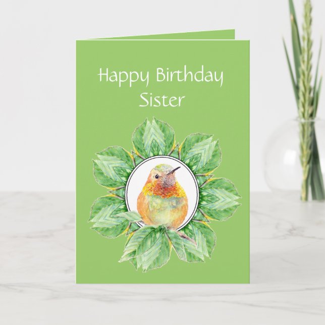 Carte Soeur Personnalisée Anniversaire Roux Colibri (Devant)
