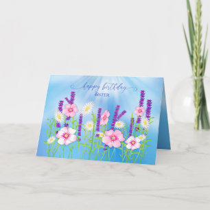 Carte Soeur Soft Flower Delicate Jardin Bleu
