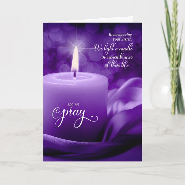 Carte Soeur Souvenir Anniversaire Mort Purple Bougie (Devant)