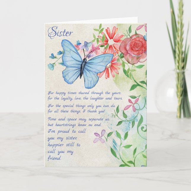Carte Soeur Spéciale, Poème D'Ami (Devant)