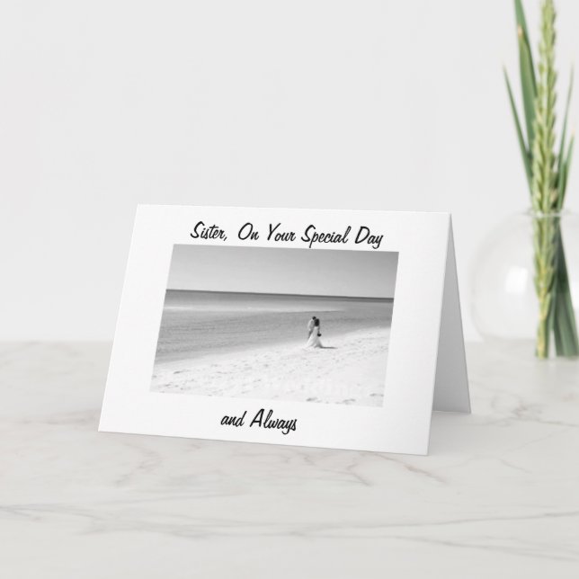 CARTE SOEUR SUR VOTRE JOURNÉE DE MARIAGE-AMOUR/HAPPINESS (Devant)