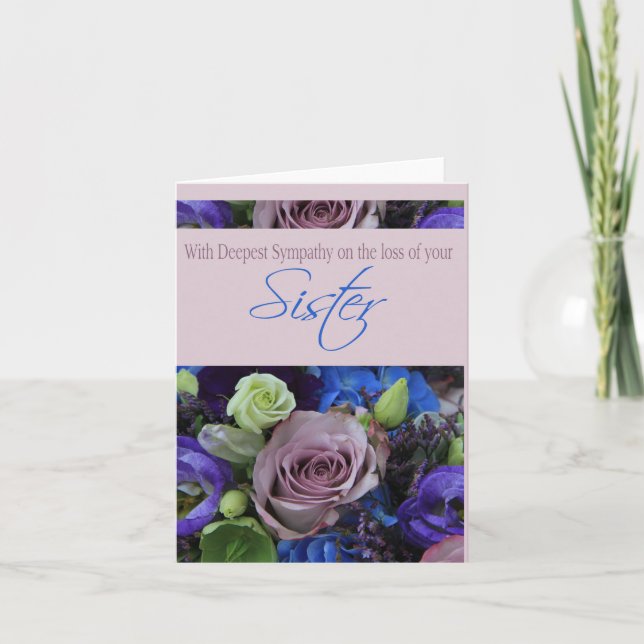 Carte Soeur Sympthy avec Roses (Devant)