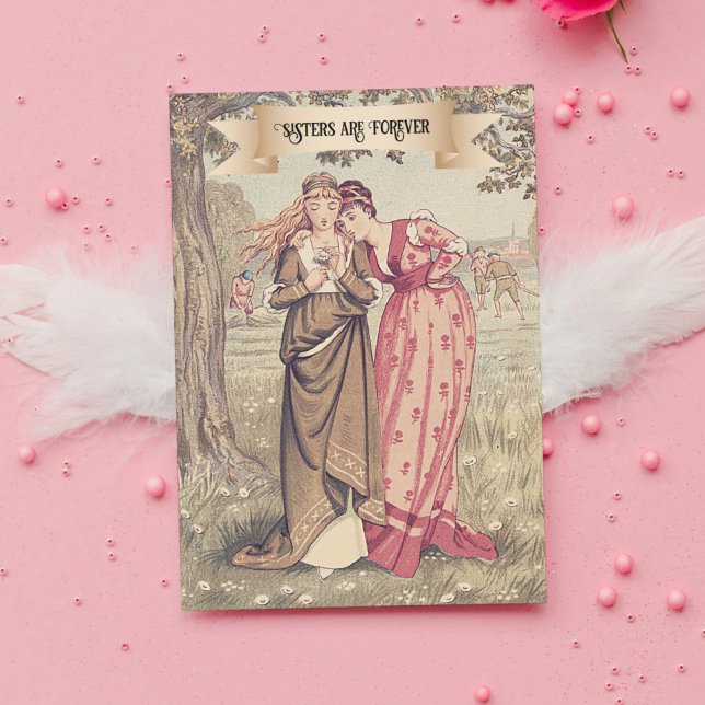 Carte Soeur victorienne vintage Anniversaire Soeurs mign (This vintage Valentine for your sister features the art of the great illustrator Kate Greenaway.)
