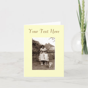 Carte Soeurs et chat mignons de fille de jumeau