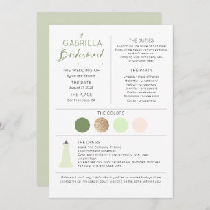Carte Soft Green Bridesmaid Proposition & Information