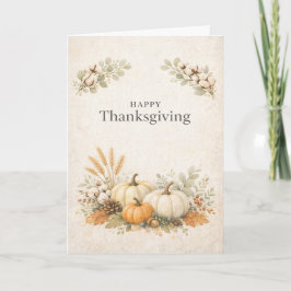 Carte Soft Neutral Rustic Happy Thanksgiving Pumpkin 