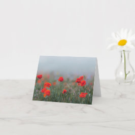 Carte Soft red poppies in misty field, Remembrance