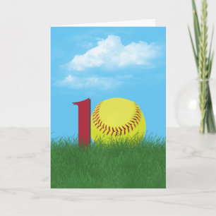 Carte Softball 10e Anniversaire En Herbe Verte