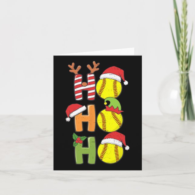 Carte Softball Noël Ho Ho Softball Xmas Sport Me (Devant)