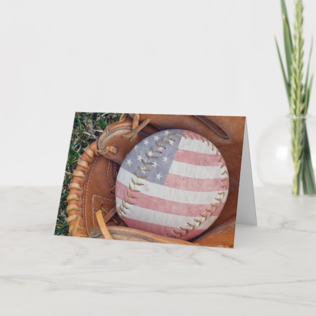 Carte Softball patriotique en gant (Devant)