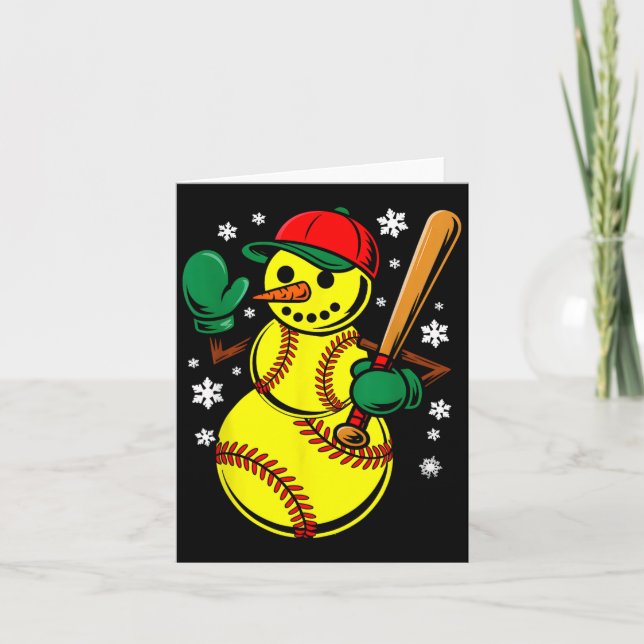 Carte Softball Santa Hat Snowman Xmas Funny Softball Chr (Devant)