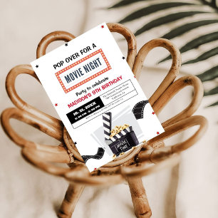 Carte Soirée cinéma Élégante Anniversaire Fête Invitatio