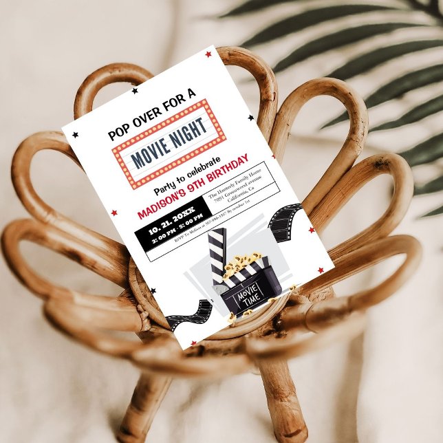 Carte Soirée cinéma Élégante Anniversaire Fête Invitatio (Créateur téléchargé)