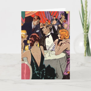 Carte Soirée Cocktail Art Déco Vintage dans une Boîte de