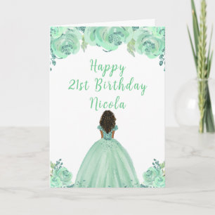 Carte Soirée d'anniversaire de la princesse de peau fonc