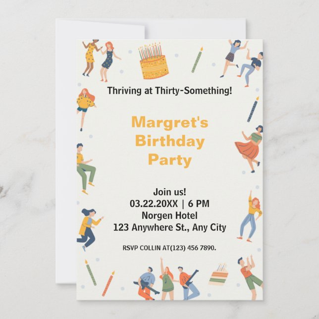 Carte Soirée d'anniversaire mignonne moderne (Devant)