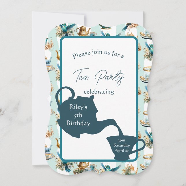 Carte Soirée de thé d'anniversaire de colibri (Devant)