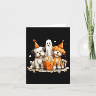 Carte Soirée fantôme d'Halloween avec des chiens mignons