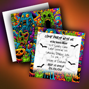 Carte Soirée Halloween   Zombies et Monstres