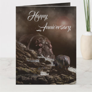 Carte Soirée Hippo Enchantée, Grand Anniversaire