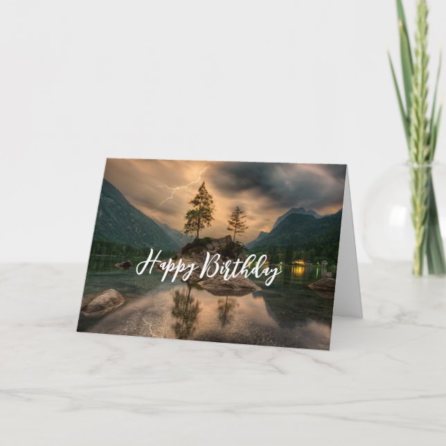 Carte Soirée Lac Mountain Photographie Anniversaire (Devant)