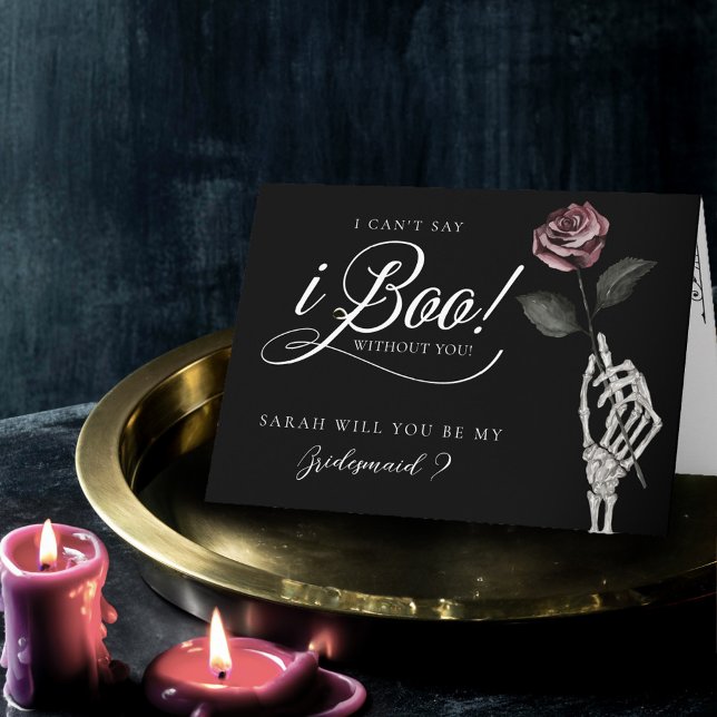 Carte Sois Ma Servante D'Épouse ? Je ne peux pas dire qu (Be My Bridesmaid? I Can't Say I Boo Without You Card)