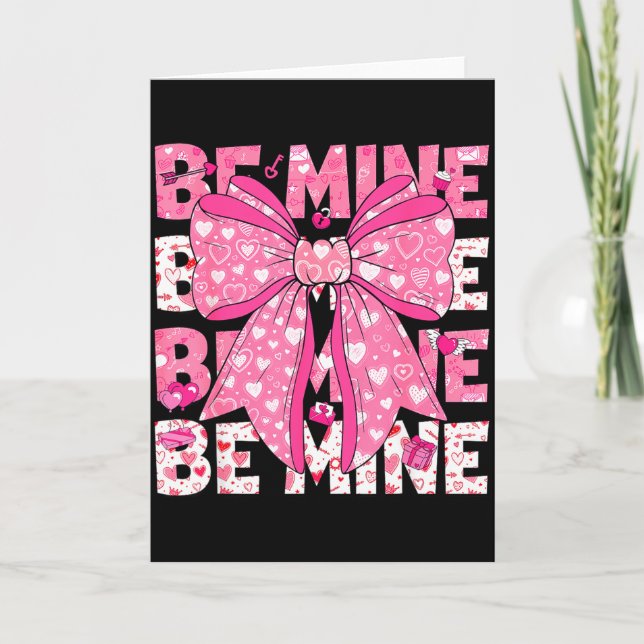 Carte Sois Mienne Saint-Valentin Rose Coquette Bow Fille (Devant)