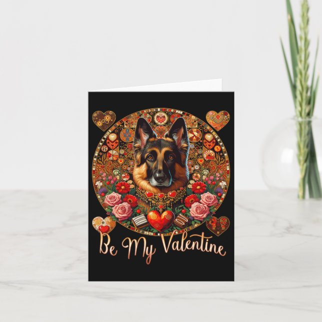 Carte Sois mon chien de la Saint-Valentin Fleur Cœur Rou (Devant)