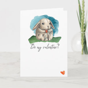 Carte Sois mon valentin lapin mignon et mon coeur