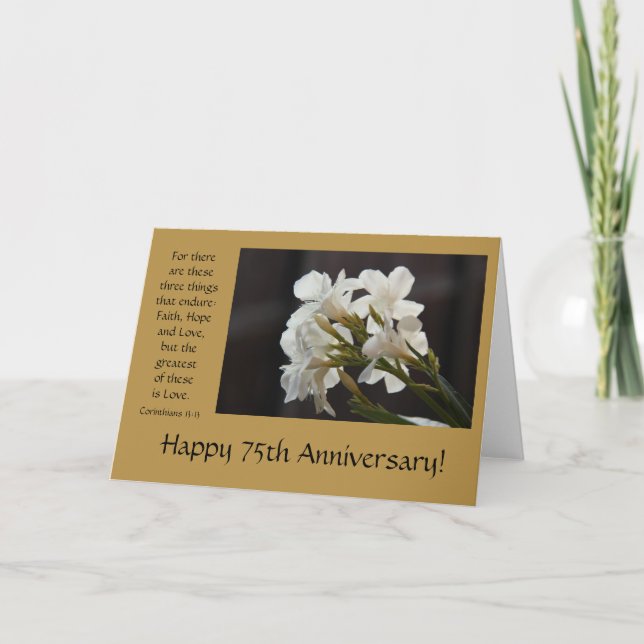 Carte soixante-quinzième Anniversaire, floral, vers de (Devant)
