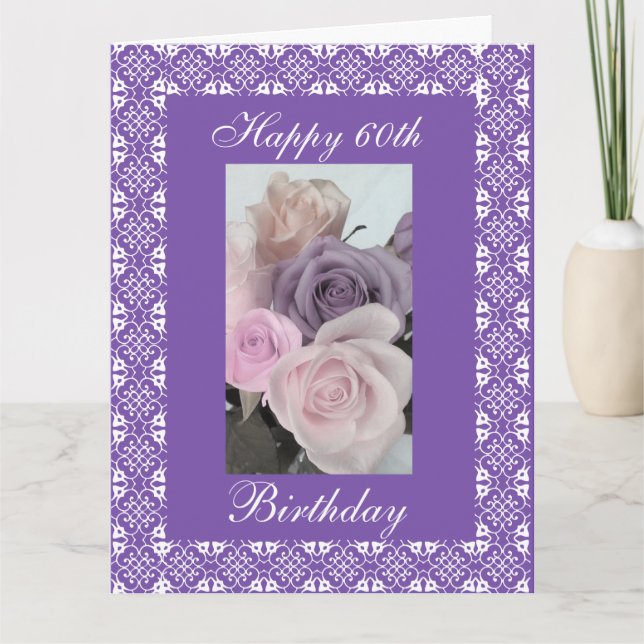Carte soixantième roses d'anniversaire (âge de (Devant)