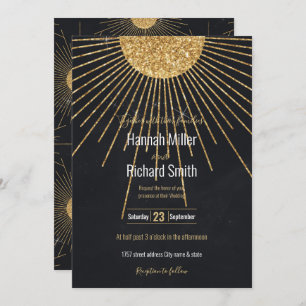 Carte Soleil brillant d'or noir moderne