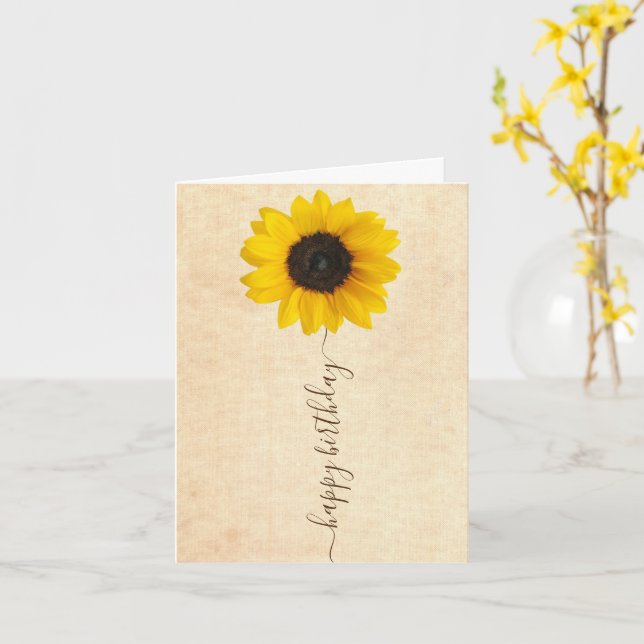 Carte Soleil brillant | Rustic Birthday Grey Card (Fleur jaune)