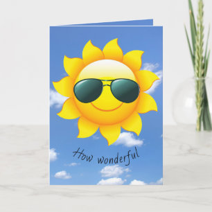 Carte soleil d'amitié avec lunettes de soleil