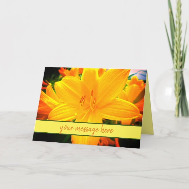 Carte Soleil Jour Joyeux Fleurs Lys Message Personnalisé (Devant)