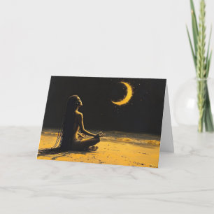 Carte Solitude dorée, affirmation de méditation au clair