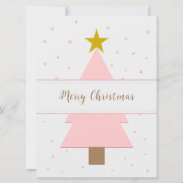 Carte Solo Pink Christmas Tree et Golden Star Flat Card