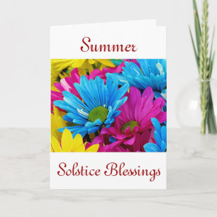 Carte Solstice d'été avec fleurs marguerites