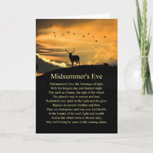 Carte Solstice d'été Eve de la mi-été Elan et Poème 