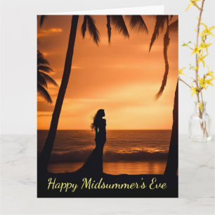Carte Solstice d'été Mi-été Réveillon avec Silhouette