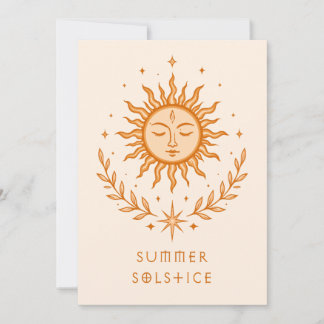 Carte Solstice d'été Visage céleste du soleil Art botani