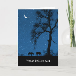 Carte Solstice D'Hiver 2024 Avec Chevaux Crescent Moon