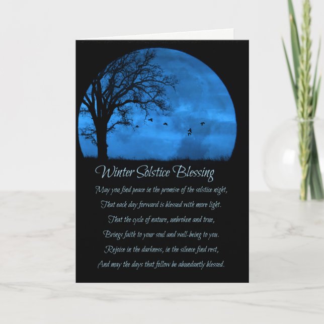 Carte Solstice d'hiver Bénédiction Poème Lune Oak Arbre  (Devant)