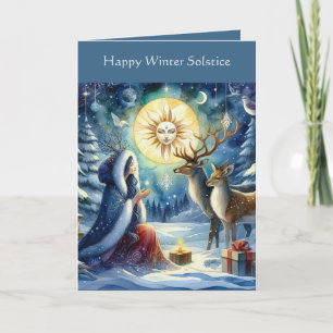 Carte Solstice d'Hiver  Déesse de la Forêt et Cerf
