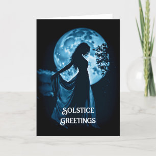 Carte Solstice d'hiver Lune et femme Solstice Nuit avec
