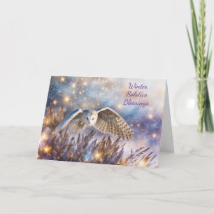 Carte Solstice d'hiver Magique Chouette blanche Volant Y