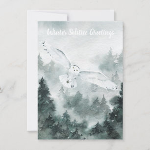 Carte Solstice d'hiver Salutation Woodland Forest White 