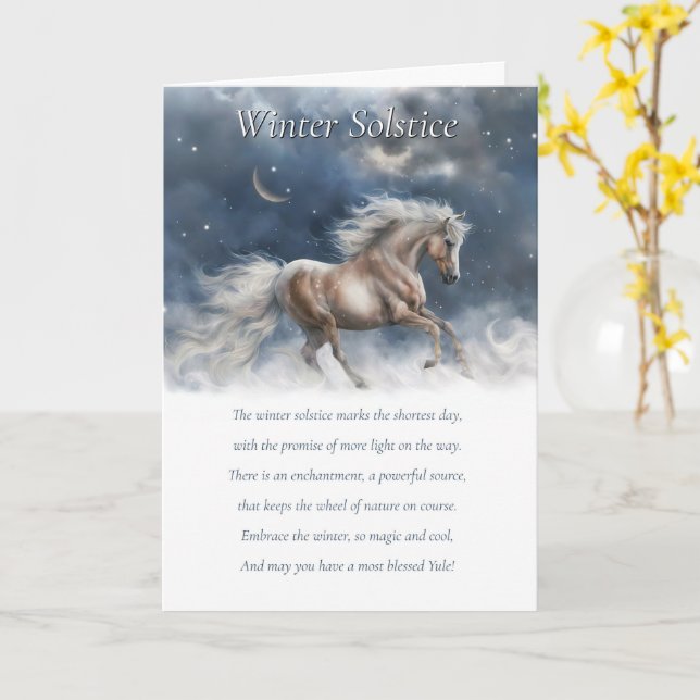 Carte Solstice d'hiver Yule Bénédiction Poem Cheval (Fleur jaune)